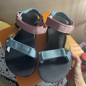 Teva Pink and Blue Strappy Sandals
